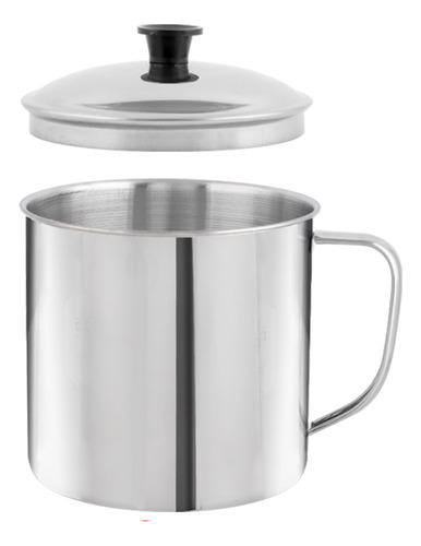 Taza Con Tapa De Acero Inoxidable 10 Cn Color Plateado Inox