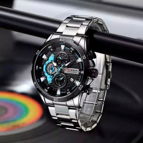 Reloj Cronógrafo De Cuarzo Para Hombre Curren 8402 Marca Otec Diseño Elegante Con Correa De Acero Inoxidable Resistente Al Agua Hasta 30m Funciones De Cronógrafo Y Calendario - Kubo