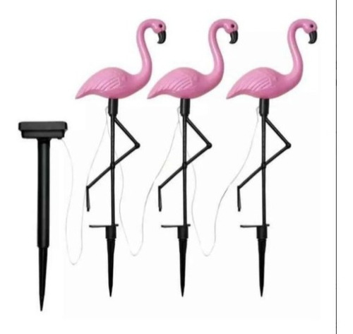 Flamingos Solares Con Estaca Para Jardín En Rosado Pack 3
