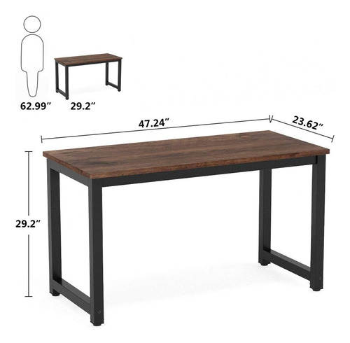 Escritorio Minimalista Para Computador Home 120x50x74cm Marrón Oscuro