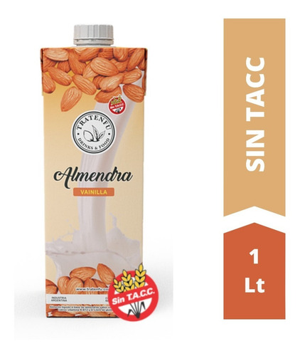 Imagen 1 de 5 de Leche De Almendras Vainilla Tratenfu X 1 L - Sin Tacc