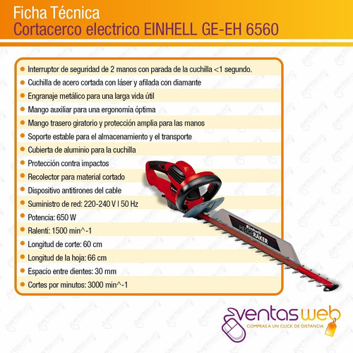 Imagen 9 de 10 de Cortacerco Electrico 650w Calidad Einhell 60 Cm Filo Laser