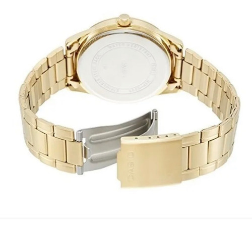 Reloj Casio Modelo Mtp-v002 Dorado Caratula Negra Y Blanco