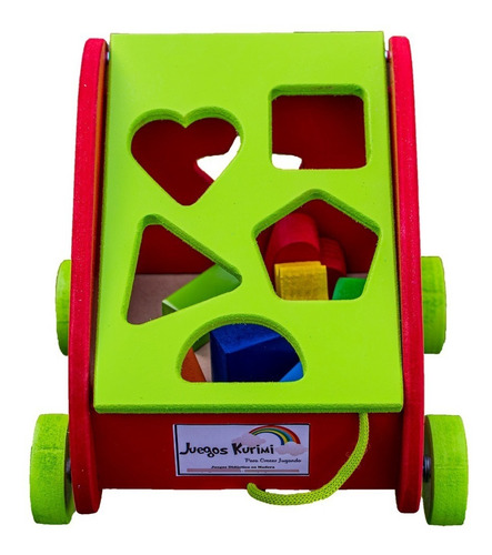 Imagen 6 de 6 de Carrito De Arrastre Con Formas Geometricas Formitas