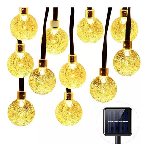 Guirnalda De Luces Solar 7m 50 Led Exterior Jardin 8 Modo