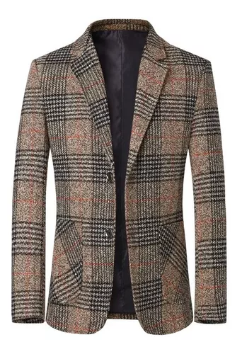 Blazer Masculino Vintage Xadrez Estilo Britânico – Mercado Roupas