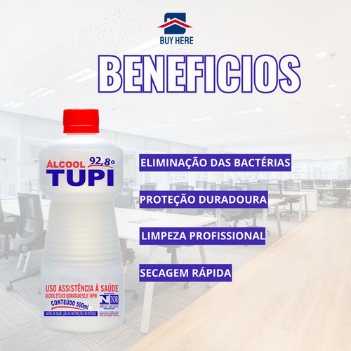 Kit 6 Álcool Líquido Tupi 92,8% 500ml Limpeza Profunda Full