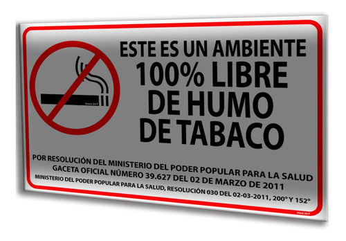 Espacio Libre De Humo Cartel Pvc 50 X 80cm Medida Reglamento