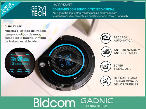 Aspirador Robot Control Remoto Recarga Automatica Gadnic