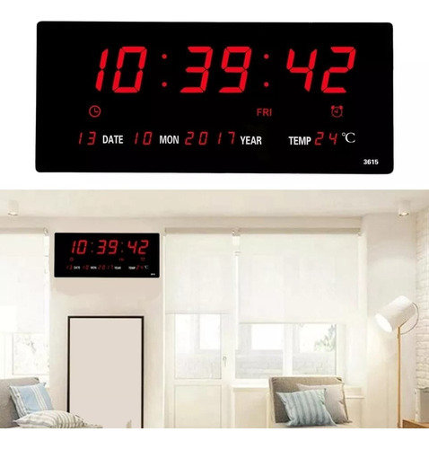 Reloj Digital Temperatura Inteligente De Pared 36cm X 15cm