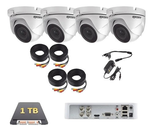 Kit  Video Vigilancia 4 Camaras Epcom Domo 1080p 1 Tb