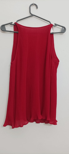 Musculosa O Blusa Fiesta Roja Plisada Mango