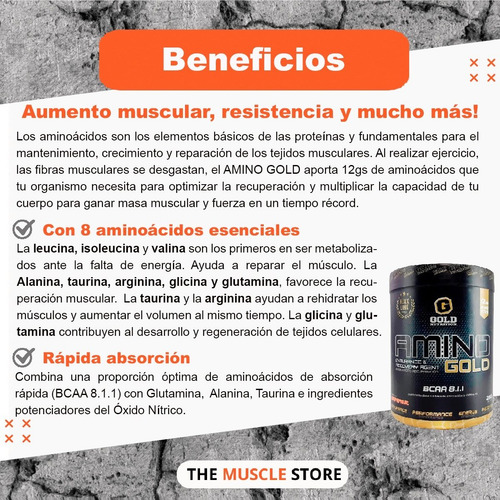 Amino Gold Bcaa 8.1.1 Gold Nutrition Aminoácidos Bcaa