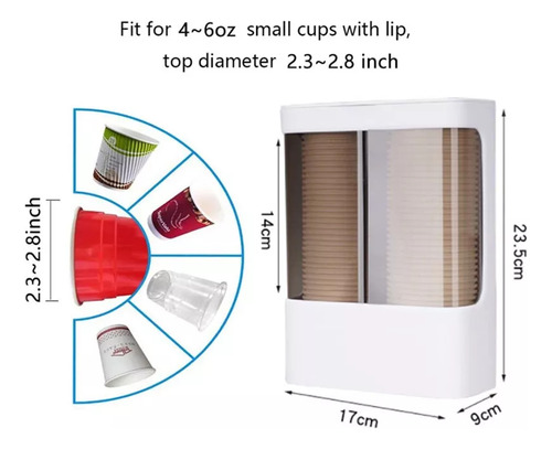 Q Dispensador De Vasos Desechable, Portavasos, Doble Tubo