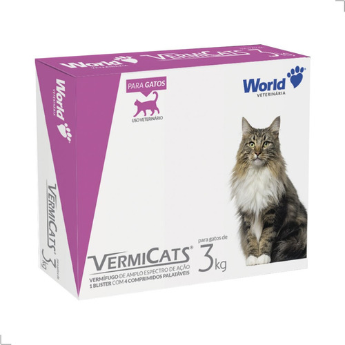 Vermes Faz O Gato Emagrecer Vermicats 01-12kg 4 Cp