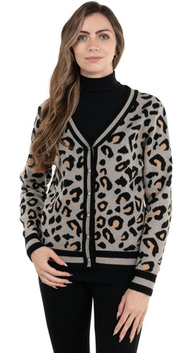 Sueter Abierto Tejido De Punto, Animal Print, Estrech.