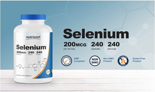 Original Nutricost Selenio Selenium 200mcg, 240 Cap