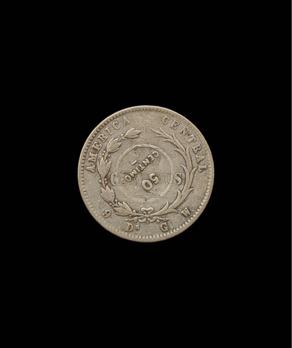 Moneda 1923 Costa Rica 50 Céntimos Resello 1887 25 Centavos