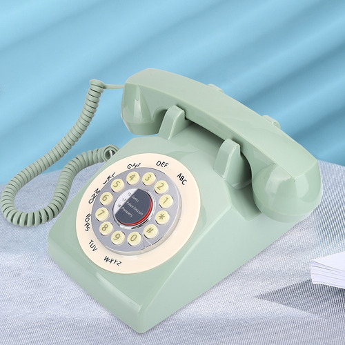 Teléfono Retro, Teléfono De Escritorio Verde Para Uso Domést