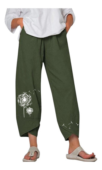 Pantalones Sueltos Casuales De Algodón Y Lino Con Botones Li Pantalones Sueltos Casuales De Algodón Y Lino Con Botones Li