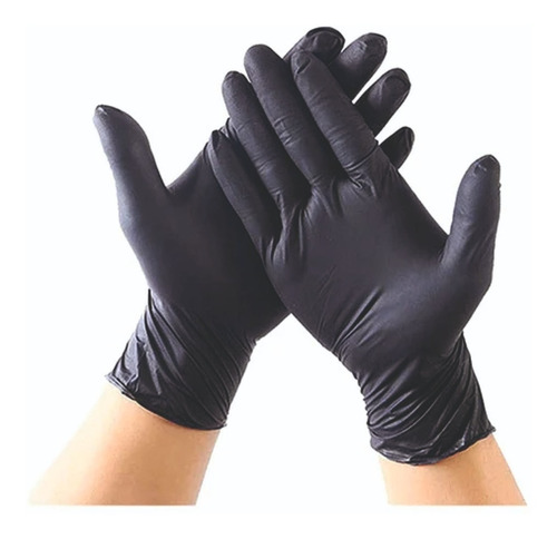 Guantes De Nitrilo Talla L Color Negro (caja X 100 Unid)