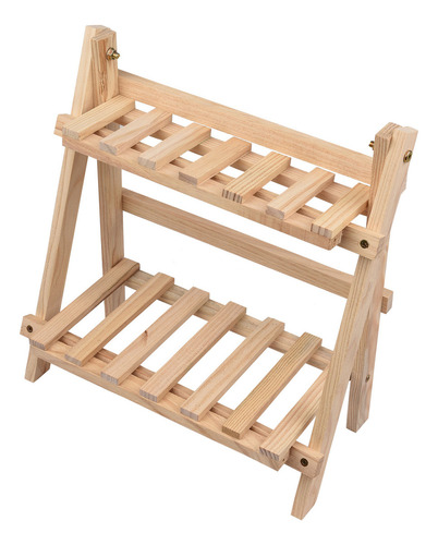 Estante De Madera Para Plantas De 2 Niveles Para Espacios Pe