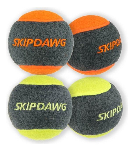 Juguete Pelotas Para Perros Tennis Ball Medium X 4u Skipdawg Color 2 Naranja y 2 Amarillo
