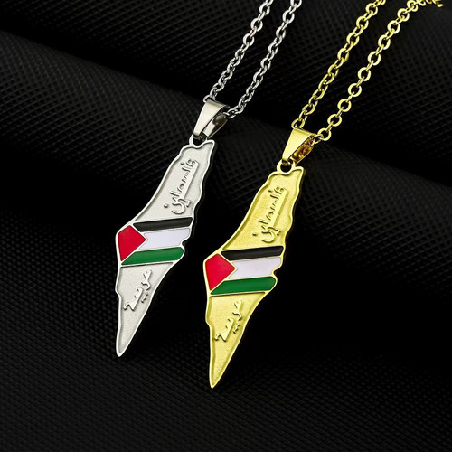 Colar De Mapa Da Palestina Em Aço Inoxidável Com Pingente
