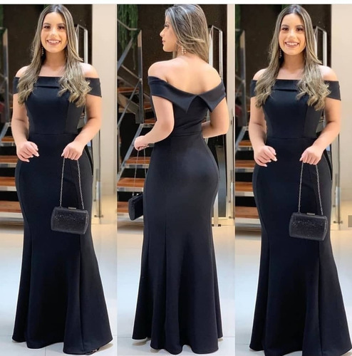 vestido longo preto mercado livre