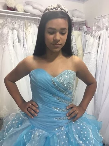 Vestido Princesa Cinderela Debutante Azul 15 Anos Novo