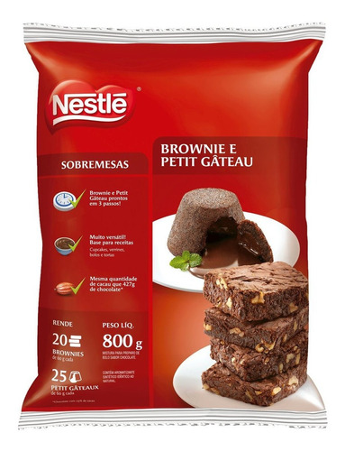 Mistura Para Sobremesas 800g Bolos Brownie Petit Gâteau 