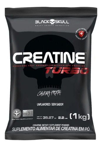 Suplemento em Pò Creatine Turbo Refil 1kg  Black Skull Without flavor