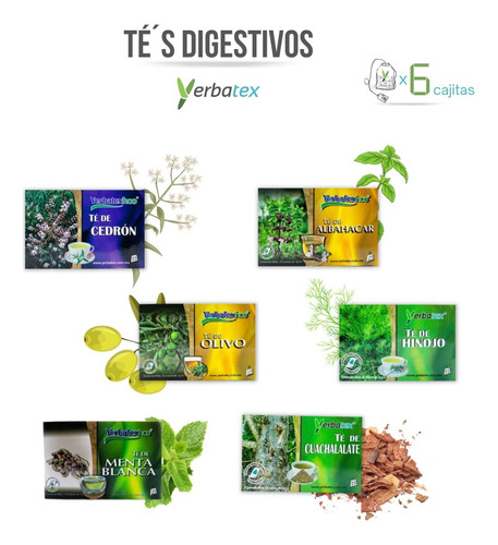 Té Digestivos 6pack Yerbatex 25sobres C/u  