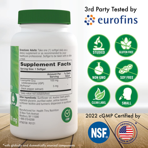 Coq10 W/bioperine 100mg 360 Softgels High Absorption, Non-gm