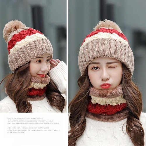 Conjunto De Gorro Y Bufanda Térmica Para Mujer, Tejido De In