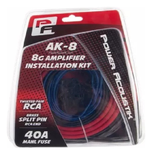 Kit De Cables Power Acoustik Ak-8 Calibre 8 Buena Caldiad 