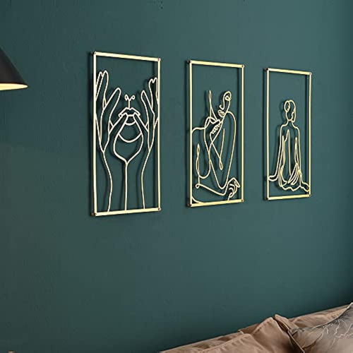 Deatee Gold Wall Art Decor Set De 3, 0.12'' Más Grueso Real 