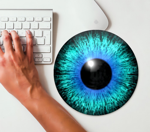 Mousepad Redondo Olhos Iris Verde E Azul