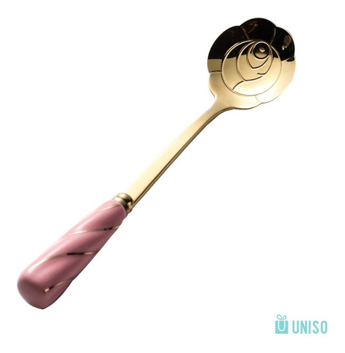 Imagem 5 de 6 de Conjunto Colher Flor 4 Unid Dourado