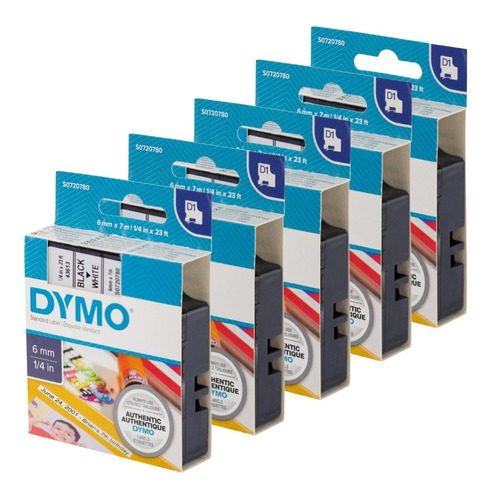 Dymo D1 6 Mm (1/4 ) X 7 M - Caja X 5 Cassettes