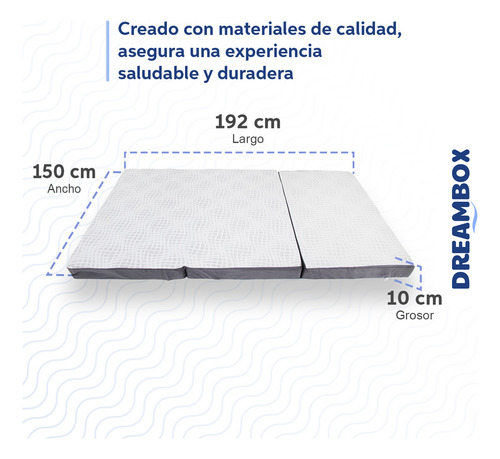 Colchón Queen Size 10 Cm Seccionado Plegable Dreambox Color Blanco