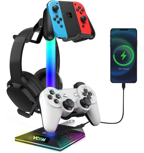 Soporte Rgb Usb Auriculares 2 Puertos