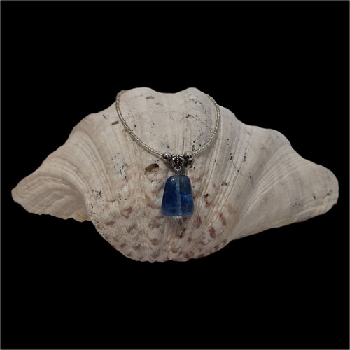Csu1611 Collar Corto Dije Piedra Cuarzo Azul