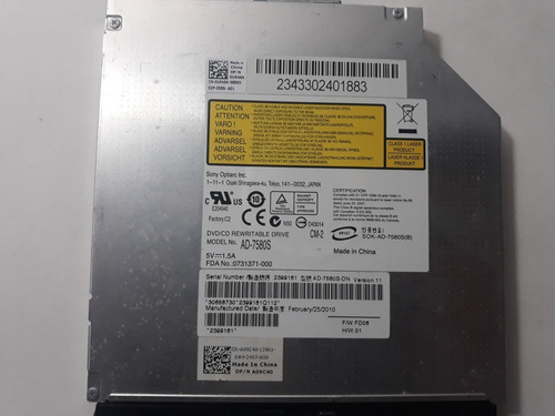 Gravador E Leitor Dvd/cd Notebook Sata Ad-7580s Cod 3317
