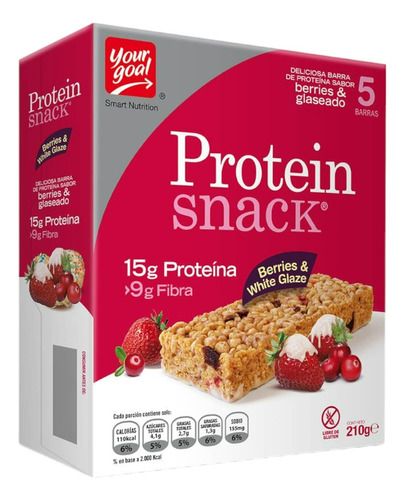 Box 5 Barras Protein Snack 15g Berries White Glaze Your Goal