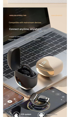 Fones De Ouvido Sem Fio Open Ear Com Microfone, Sem