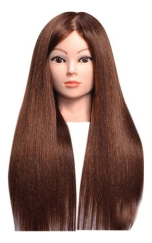 Maniquí Americano Cabeza De Cabello Real Maniquí Cabeza Color Castaño Oscuro