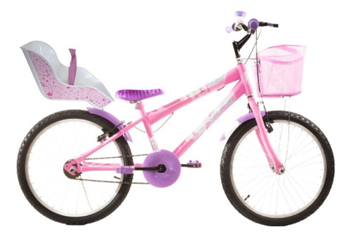 Bicicleta Infantil Feminina Aro 20 Com Cadeirinha De Boneca Cor Rosa Tamanho Do Quadro 20