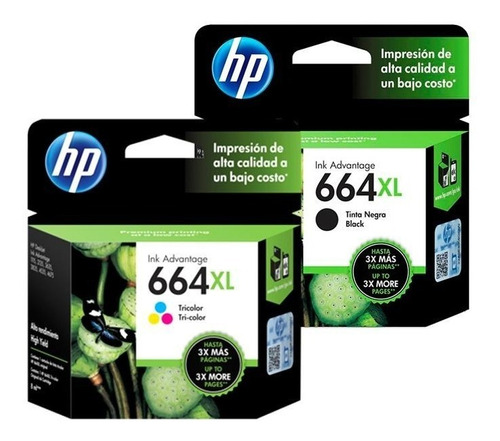 Combo Cartuchos Hp 664xl Negro + Color Originales 