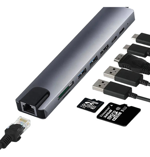 Hub Estación De Acoplamiento Usb 3.0 Tipo C 8 En 1